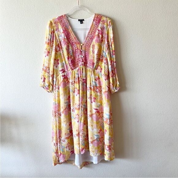 Torrid Peach Floral Gauze Hi-Lo Dress - Picture 1 of 15